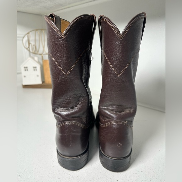 Justin Roper Boots Women’s 8B Brown Leather Western Cowboy Boots USA Made - Picture 5 of 8